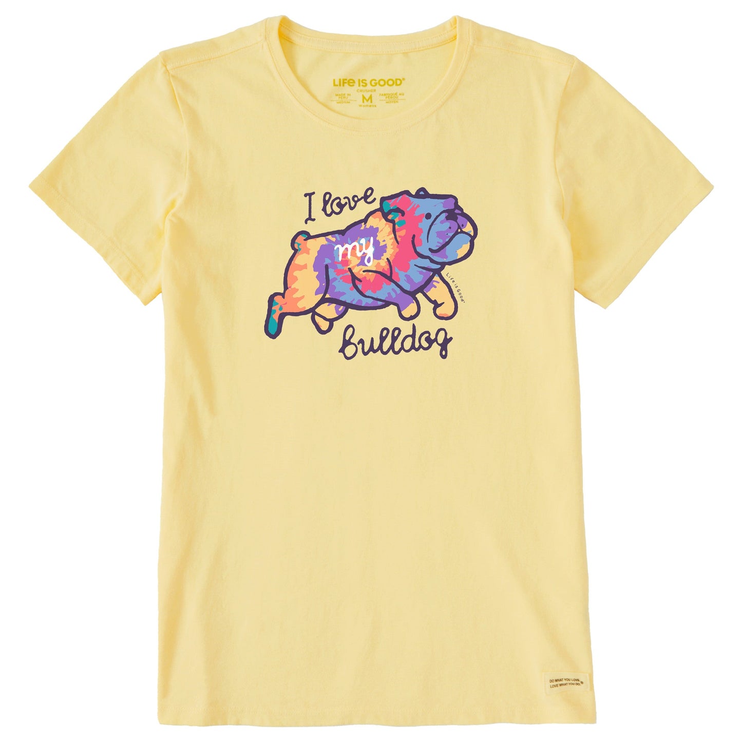 Women's Tie Dye I Love My Bulldog Short Sleeve Tee