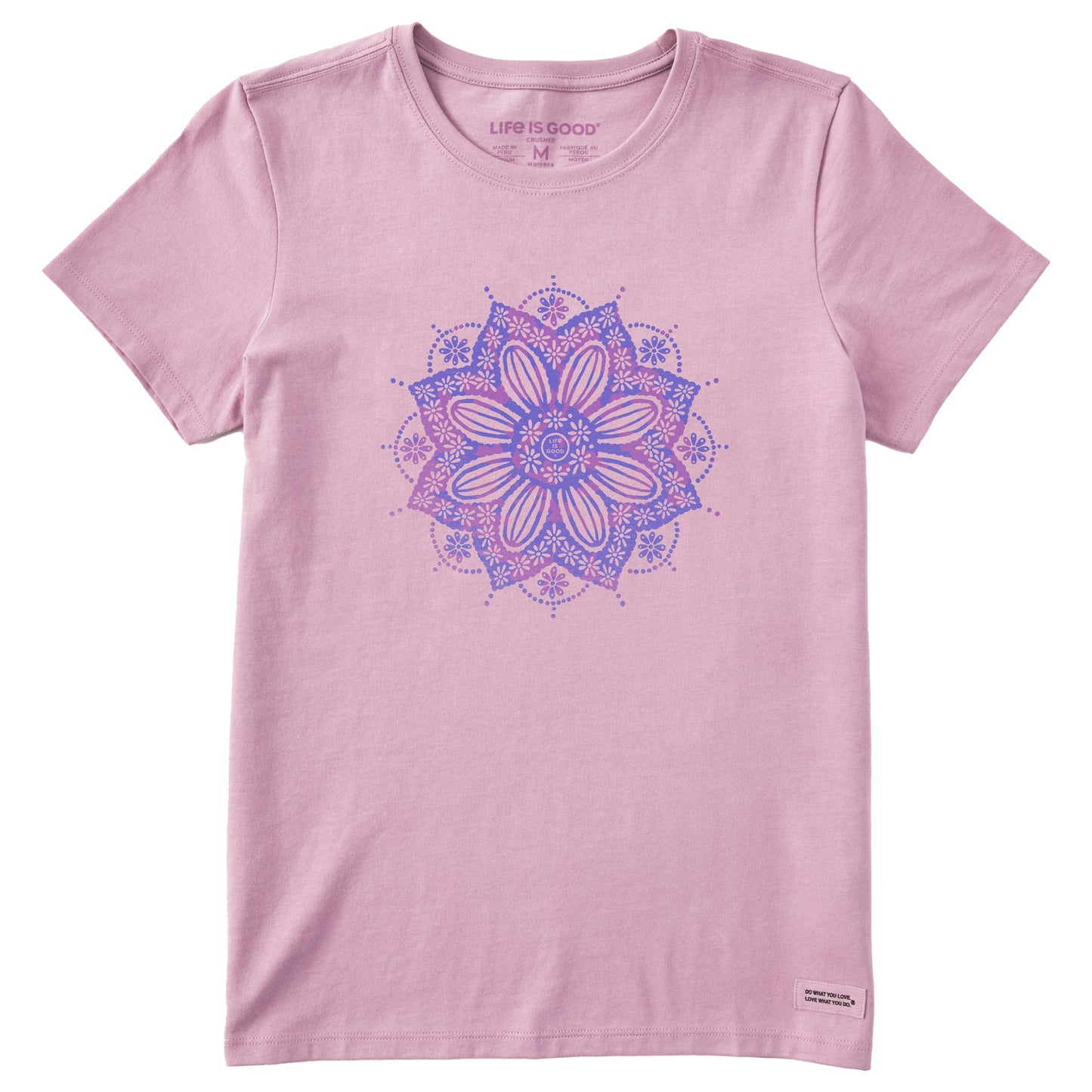 Women's Tie Dye Crochet Mandala Short Sleeve Tee