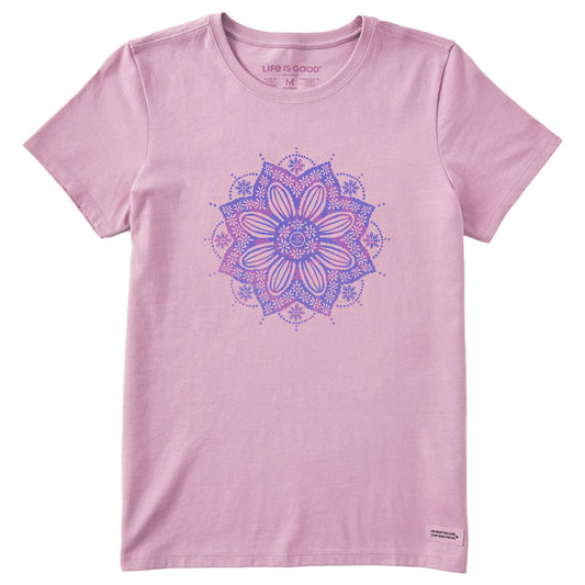 Women's Tie Dye Crochet Mandala Short Sleeve Tee