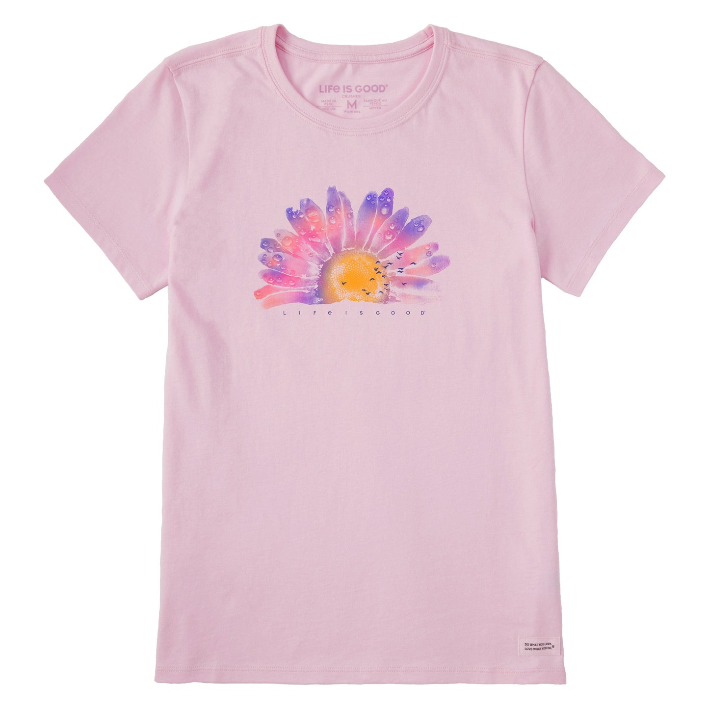 Women's Tie Dye Watercolor Daisy Short Sleeve Crusher Tee