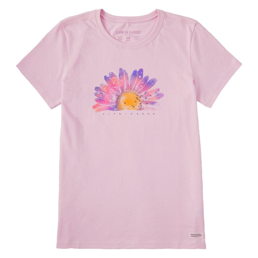 Women's Tie Dye Watercolor Daisy Short Sleeve Crusher Tee