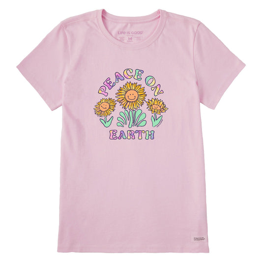 Women's Tie Dye Peace on Earth Sunflowers Short Sleeve Tee