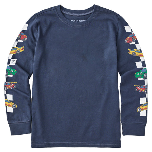 Kids Race Cars Long Sleeve Crusher Tee