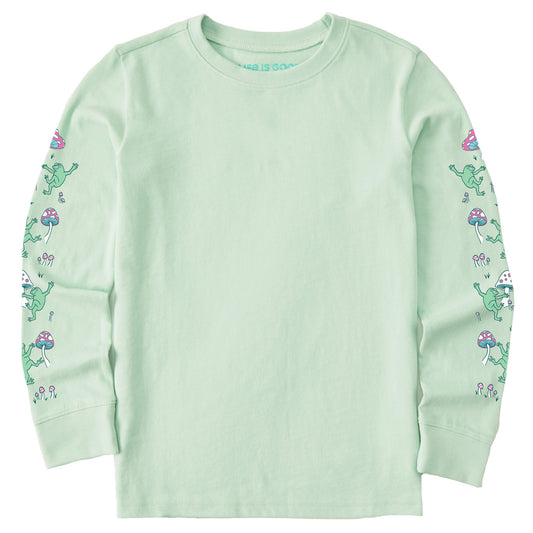 Kids Dancing Frogs and Mushrooms Long Sleeve Crusher Tee