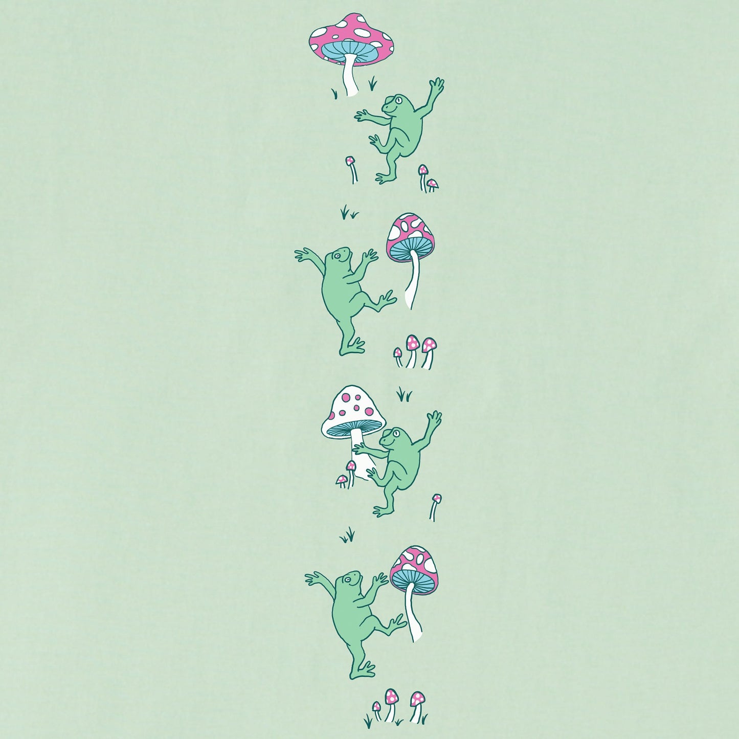 Kids Dancing Frogs and Mushrooms Long Sleeve Crusher Tee