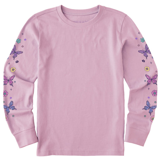 Kids Retro Butterflies Long Sleeve Crusher Tee