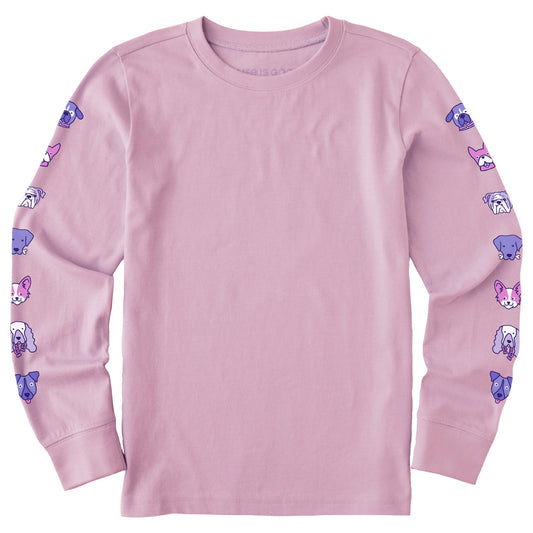 Kids Pups Party Long Sleeve Crusher Tee