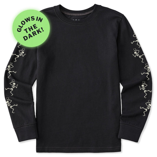 Kids Dancing Skeletons Long Sleeve Crusher Tee