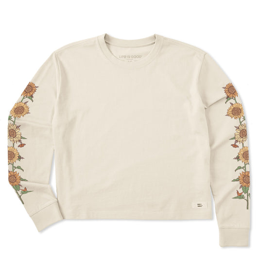Women's Fall Sunflowers Long Sleeve Crusher Boxy Tee