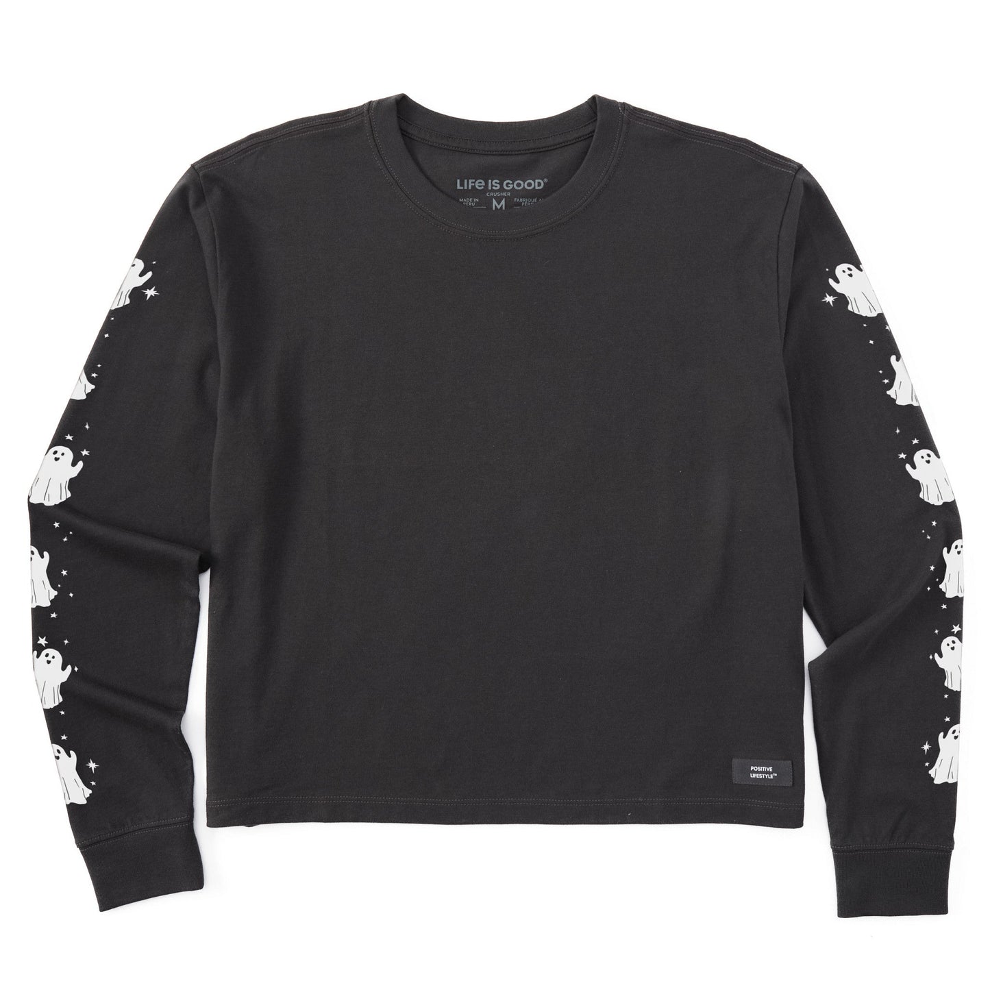 Women's Sparkly Ghosts Long Sleeve Crusher Boxy Tee