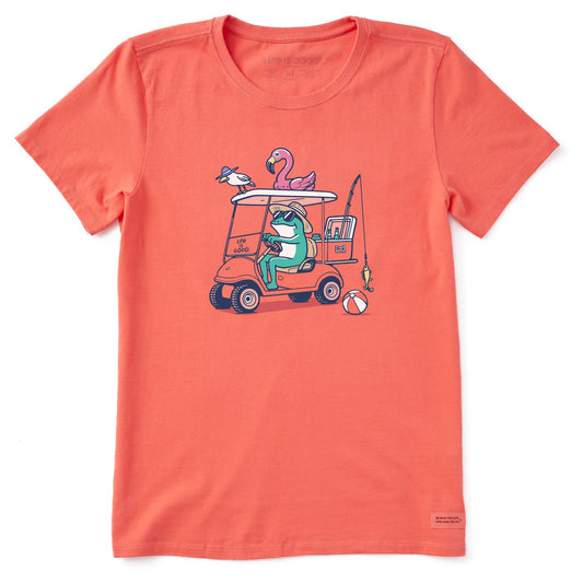 Women's Frog and Flamingo Golf Cart Short Sleeve Crusher Tee