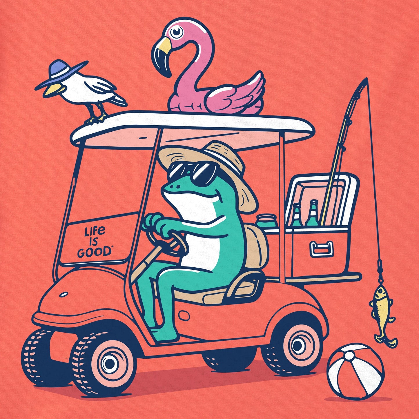 Women's Frog and Flamingo Golf Cart Short Sleeve Crusher Tee