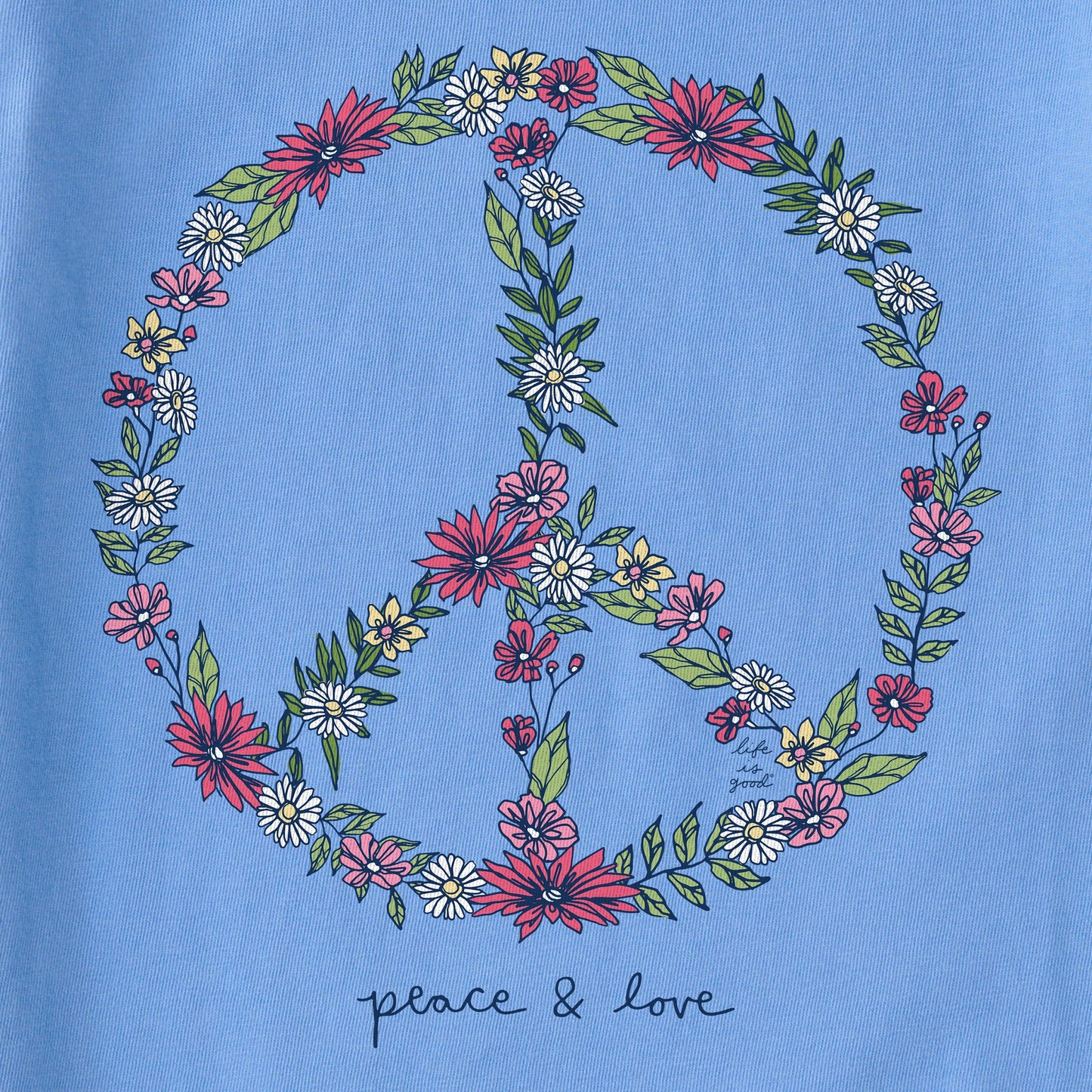 Women's Wildflower Love Peace Sign Short Sleeve Crusher Boxy Tee