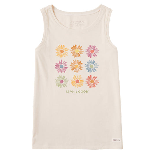 Women's Grid of Painted Daisies Crusher Tank