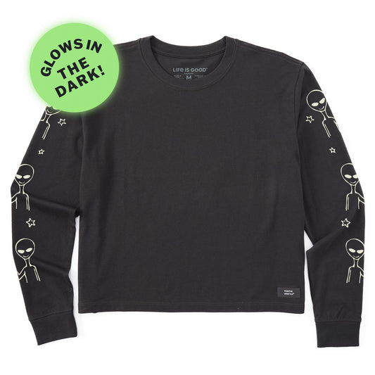Women's Alien Peace Out Long Sleeve Crusher Boxy Tee