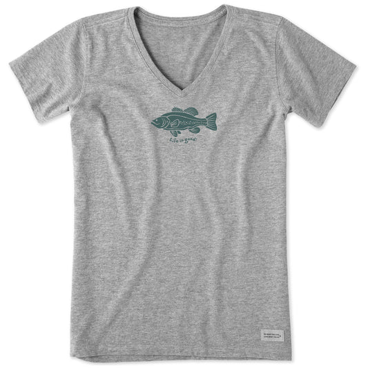 Women's Silhouette Fish Short Sleeve Crusher Vee