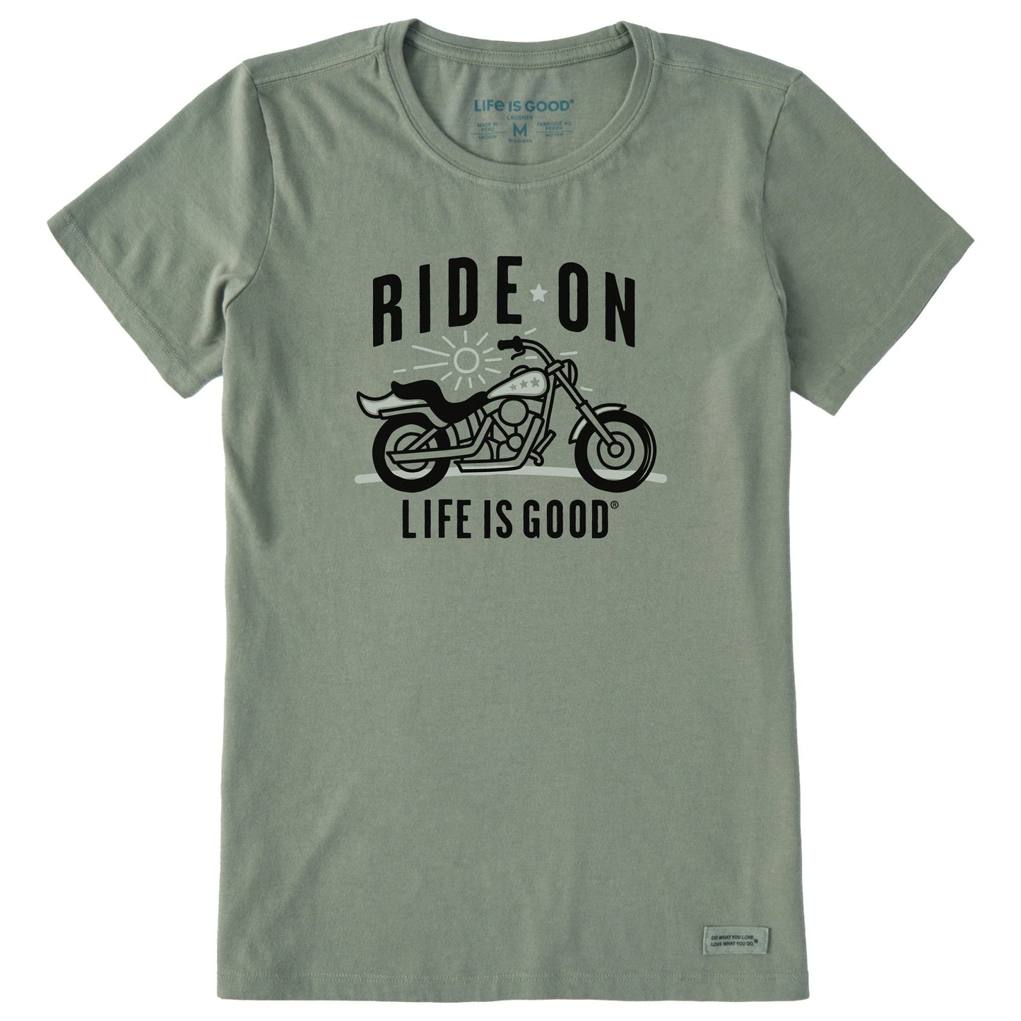 Women's Ride On Simple Motorcycle Short Sleeve Crusher Tee