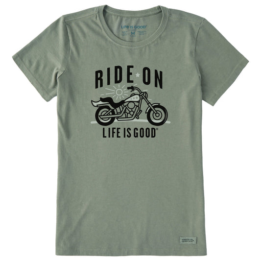 Women's Ride On Simple Motorcycle Short Sleeve Crusher Tee