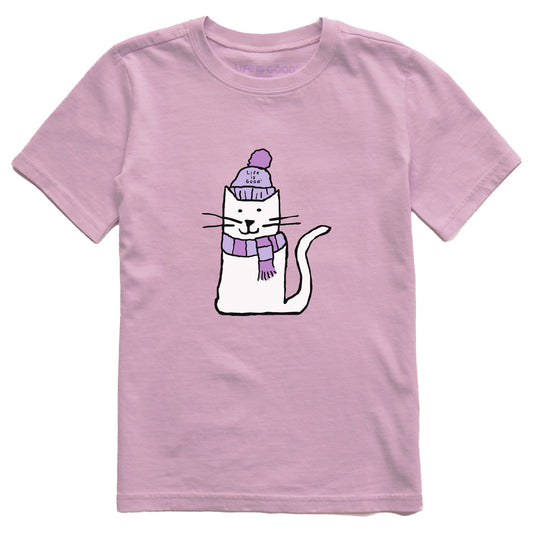 Kids Quirky Warmly Dressed Cat Short Sleeve Crusher Tee