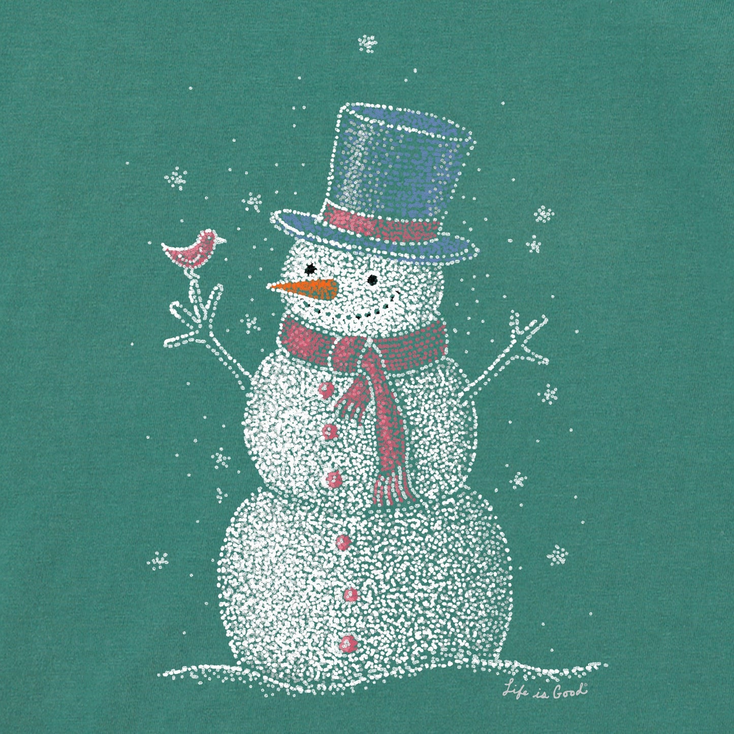 Kids Sparkle Snowman Long Sleeve Crusher Tee
