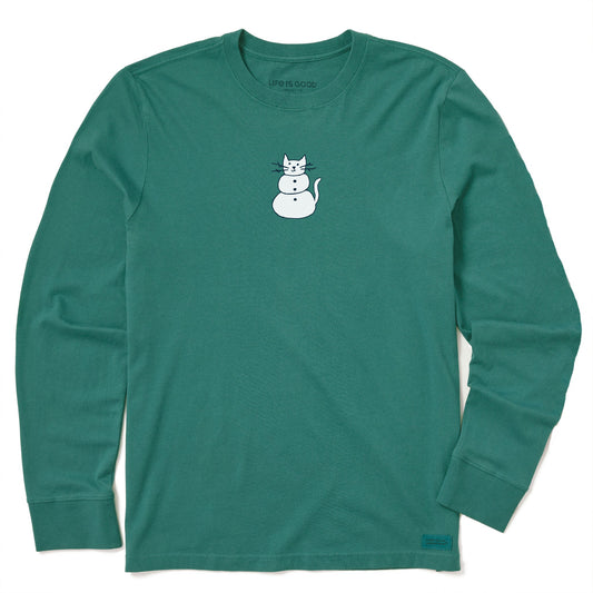 Kids Cat Snowman Long Sleeve Crusher Tee