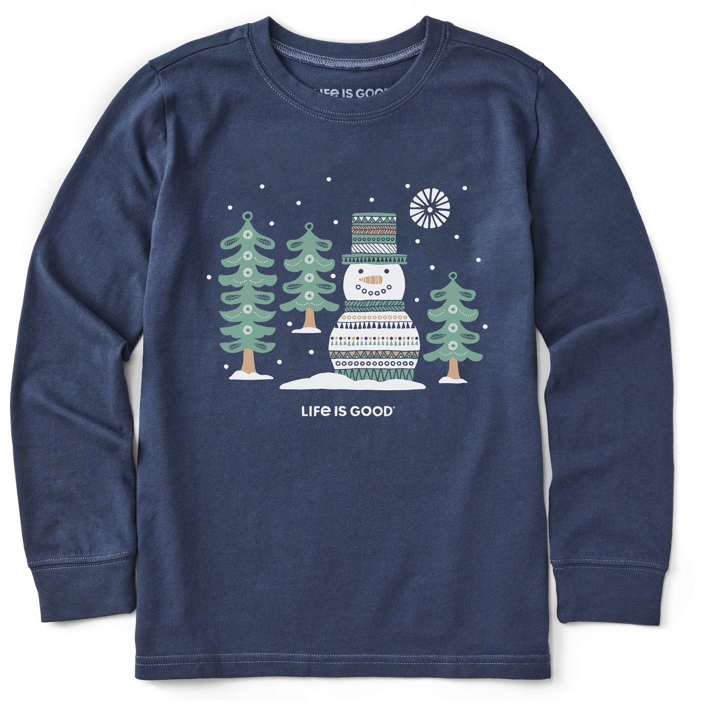 Kids Snowman and Trees Long Sleeve Crusher Tee