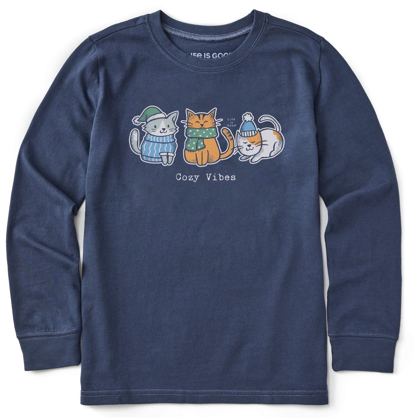 Kids Cozy Vibes Kittens Long Sleeve Crusher Tee