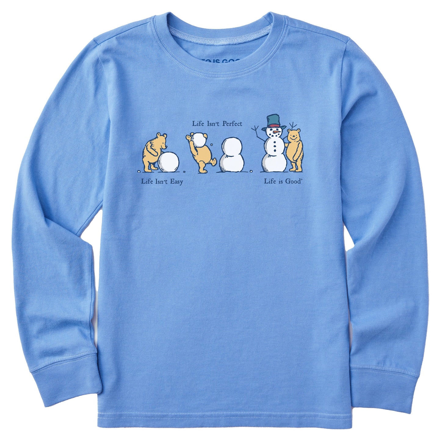 Kids Life Isn't Easy Winnie Snowman Long Sleeve Crusher Tee