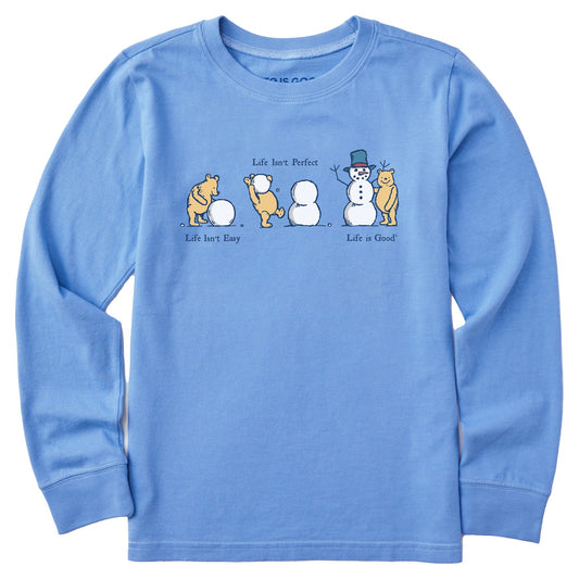 Kids Life Isn't Easy Winnie Snowman Long Sleeve Crusher Tee