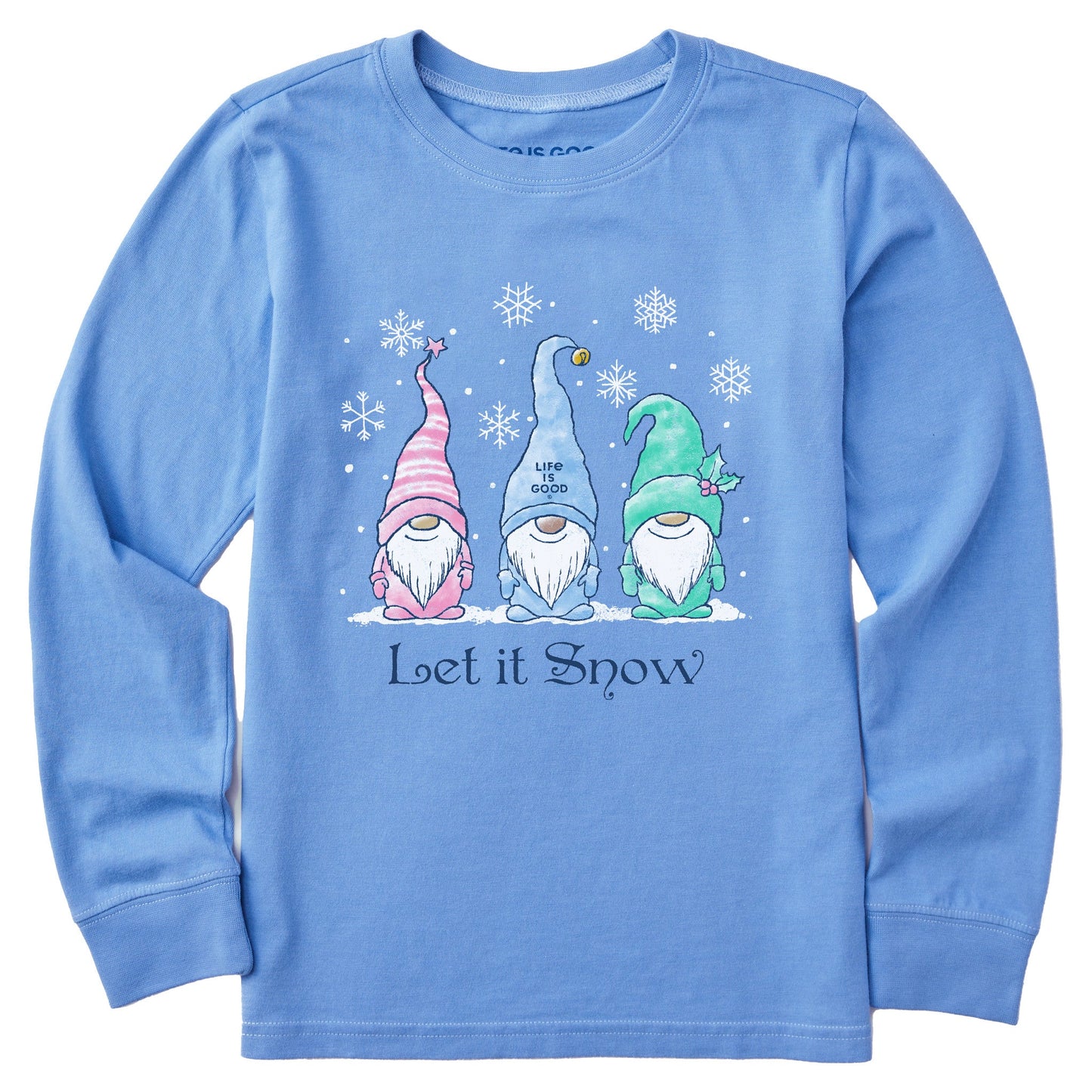 Kids Let it Snow Gnomes Long Sleeve Crusher Tee