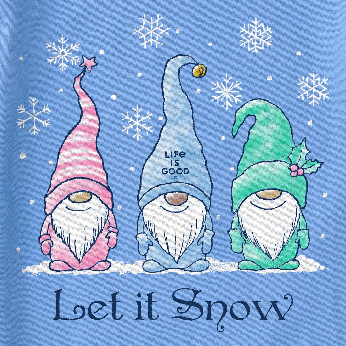 Kids Let it Snow Gnomes Long Sleeve Crusher Tee