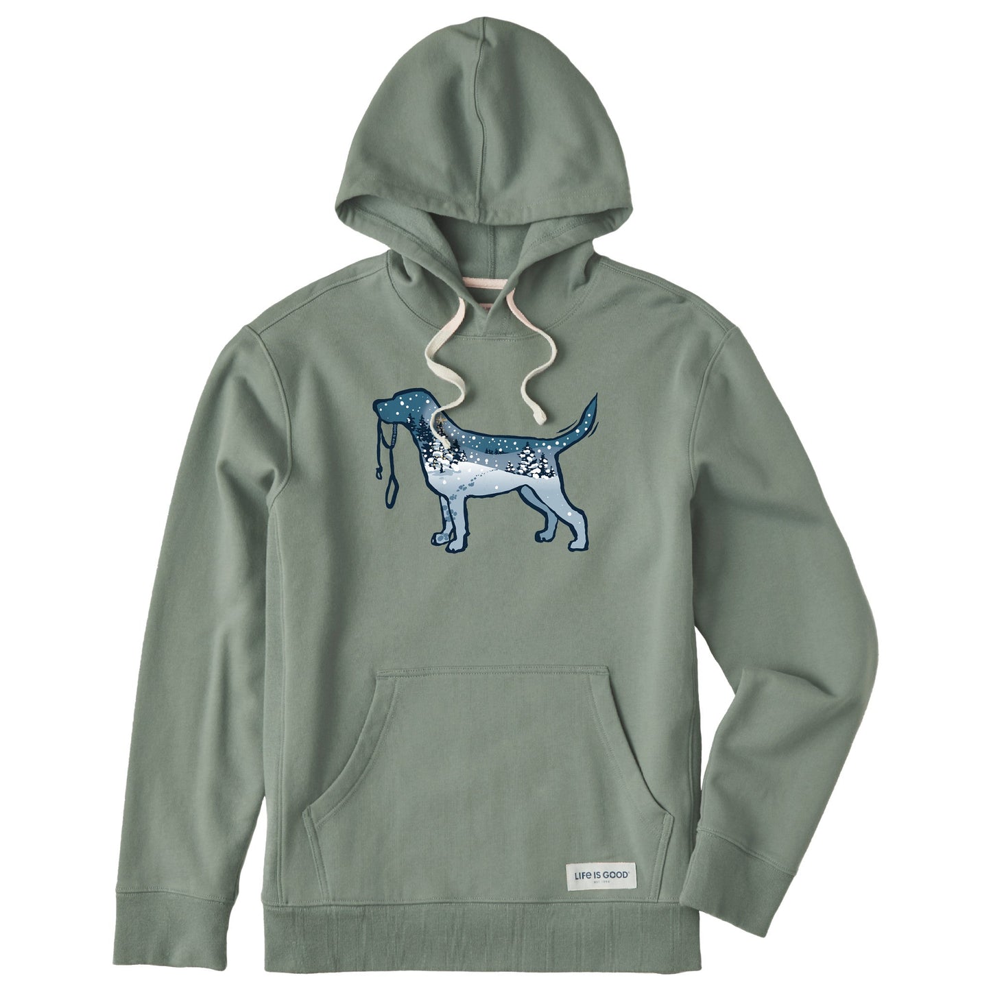 Men's Snowscape Dog Simply True Fleece Hoodie