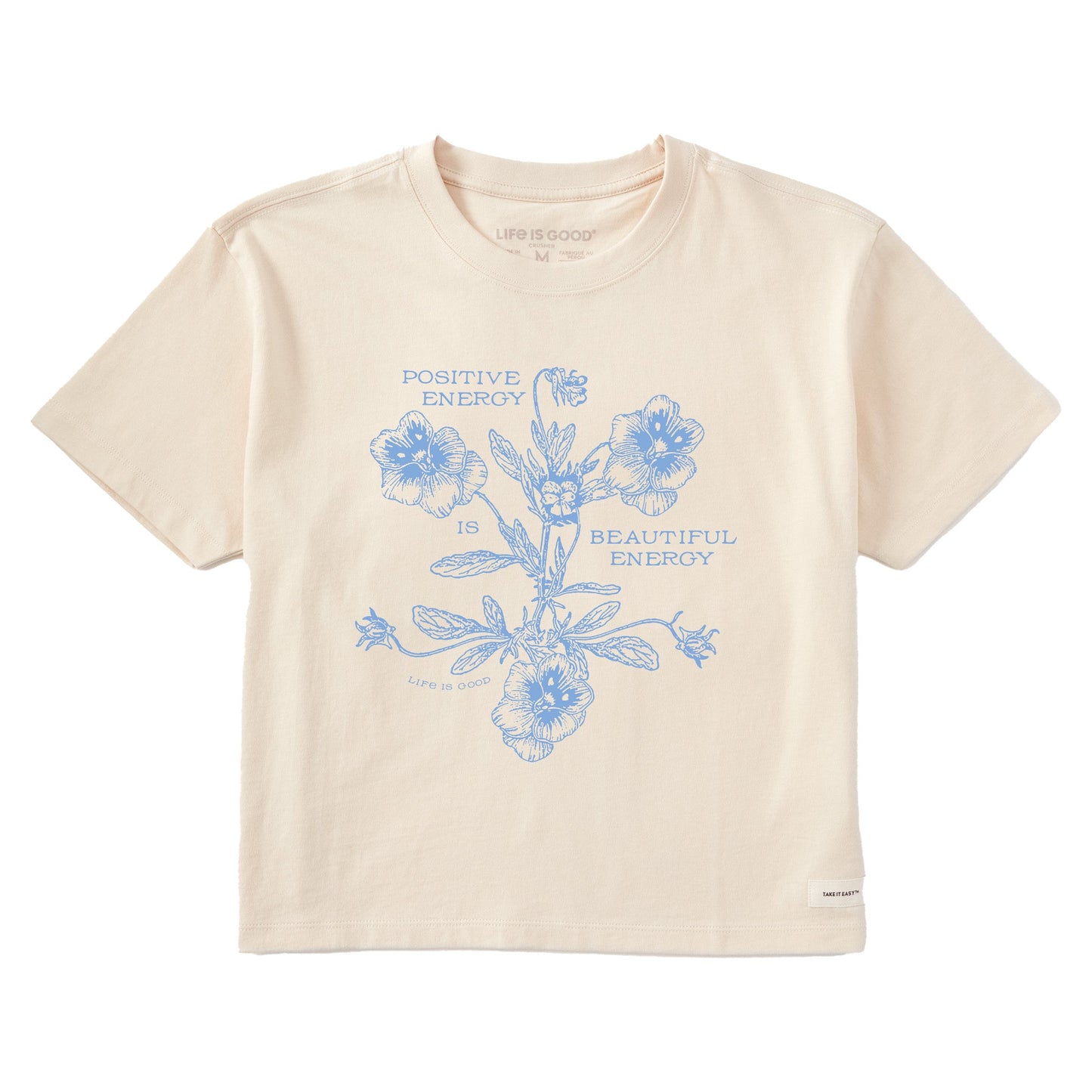 Women's Positive Energy Pansies Short Sleeve Crusher Boxy Tee