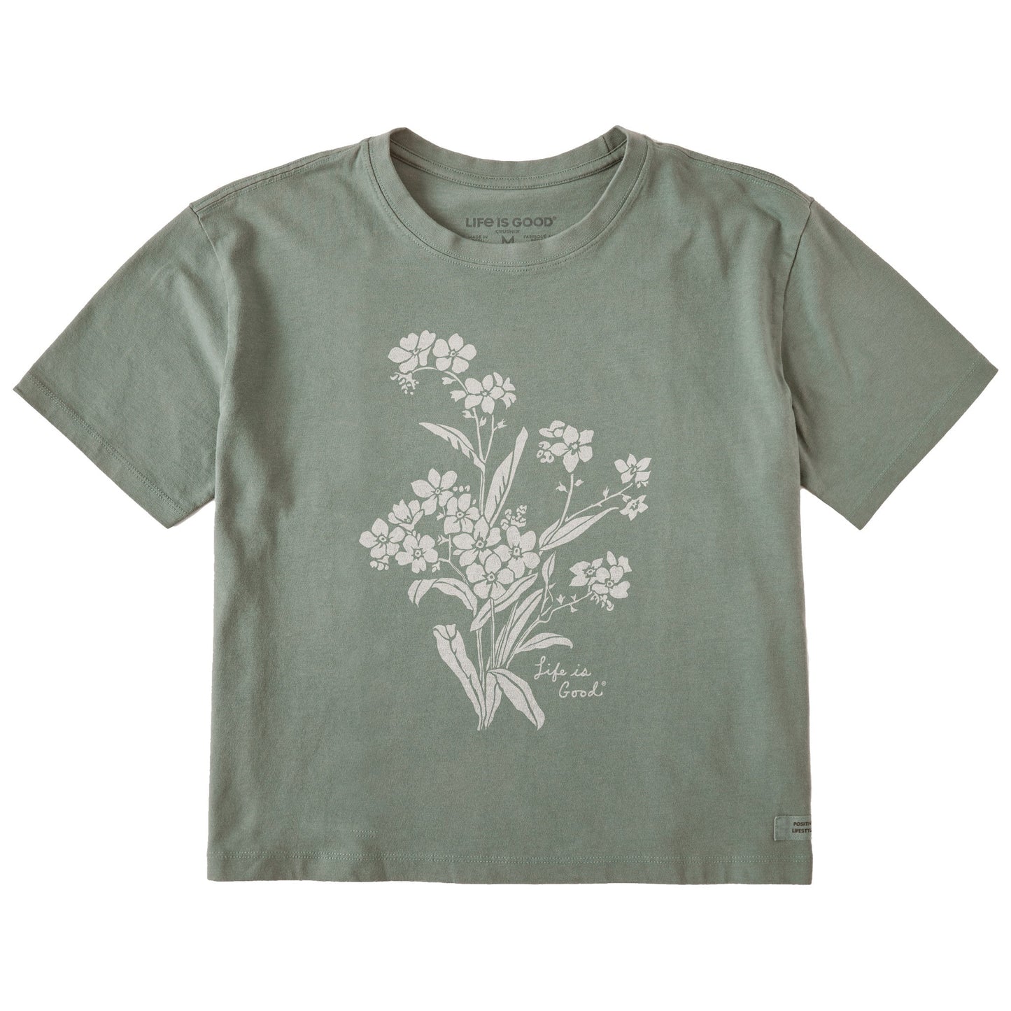 Women's Antique Flowers Short Sleeve Crusher Boxy Tee