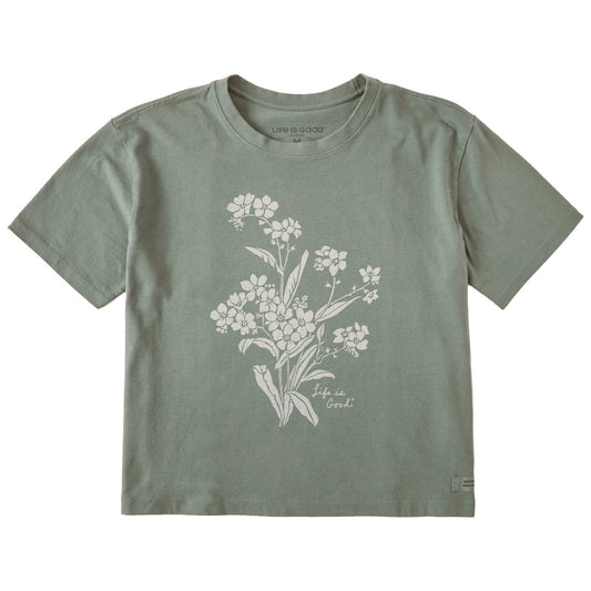 Women's Antique Flowers Short Sleeve Crusher Boxy Tee