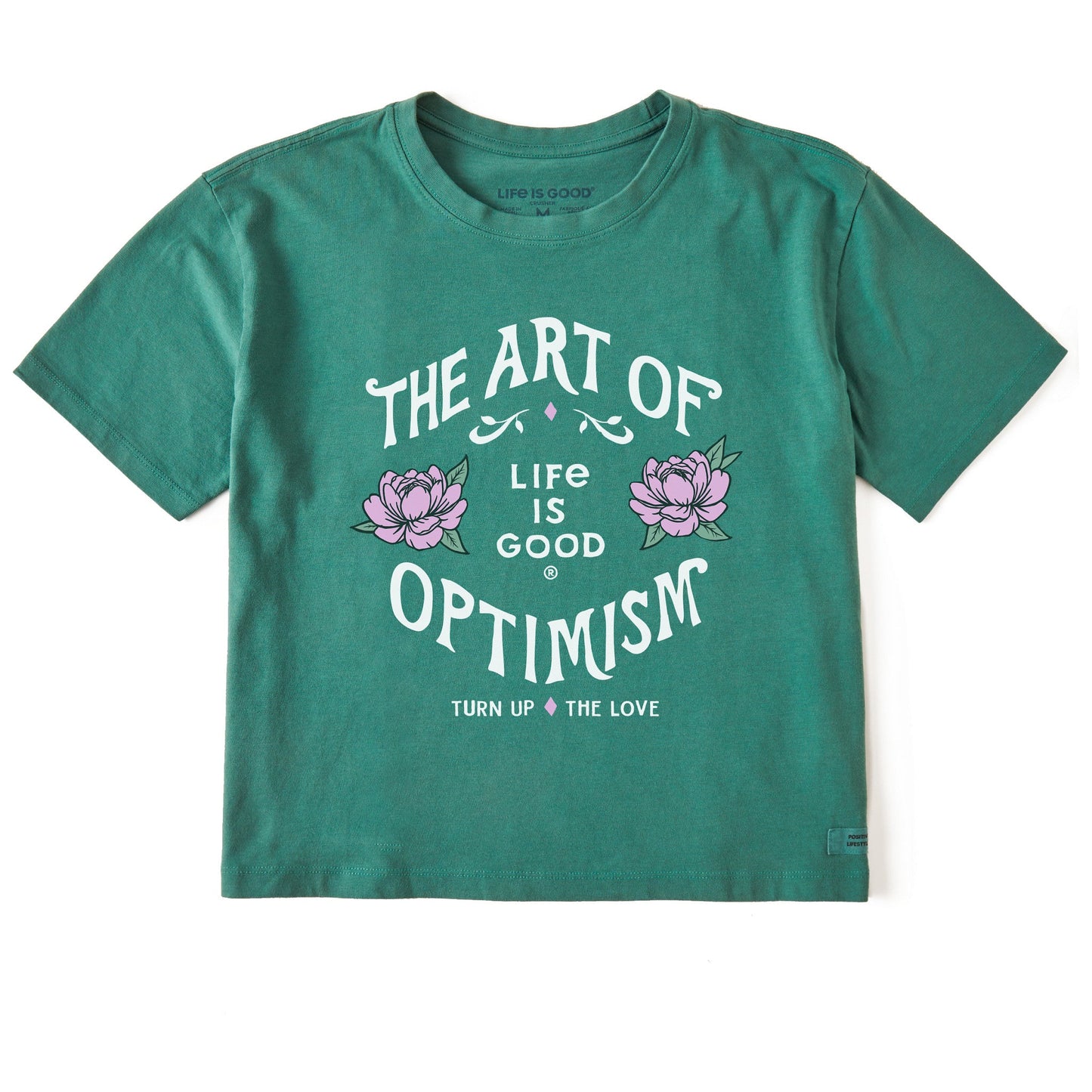 Women's Art of Optimism Peonies Short Sleeve Crusher Boxy Tee