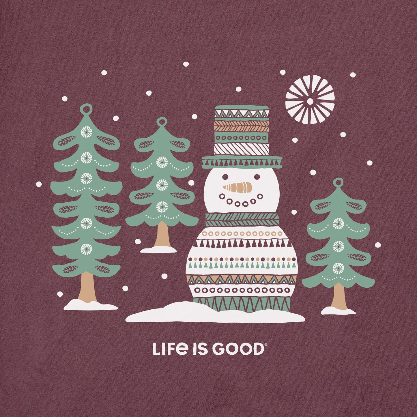 Men's Snowman and Trees Long Sleeve Crusher Tee