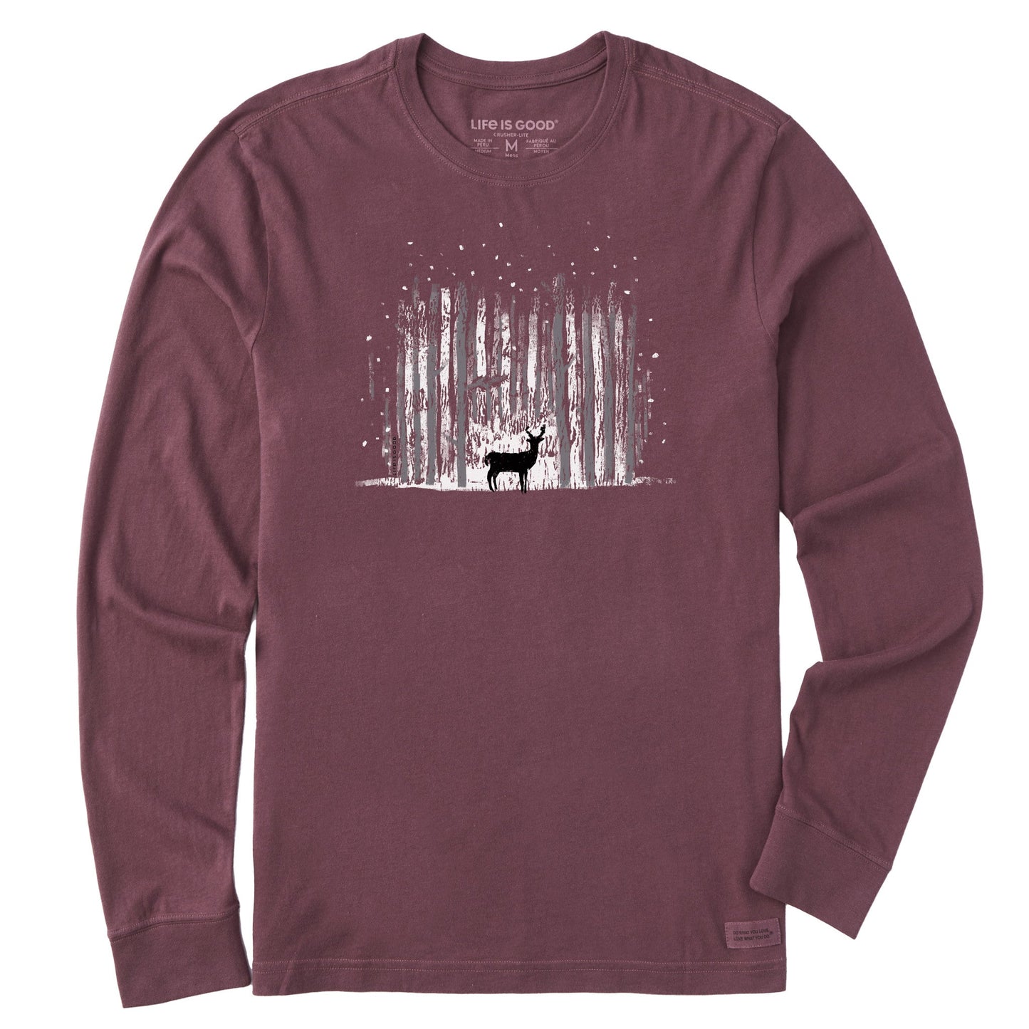 Men's Magic Deer in Snowy Woods Long Sleeve Crusher Tee