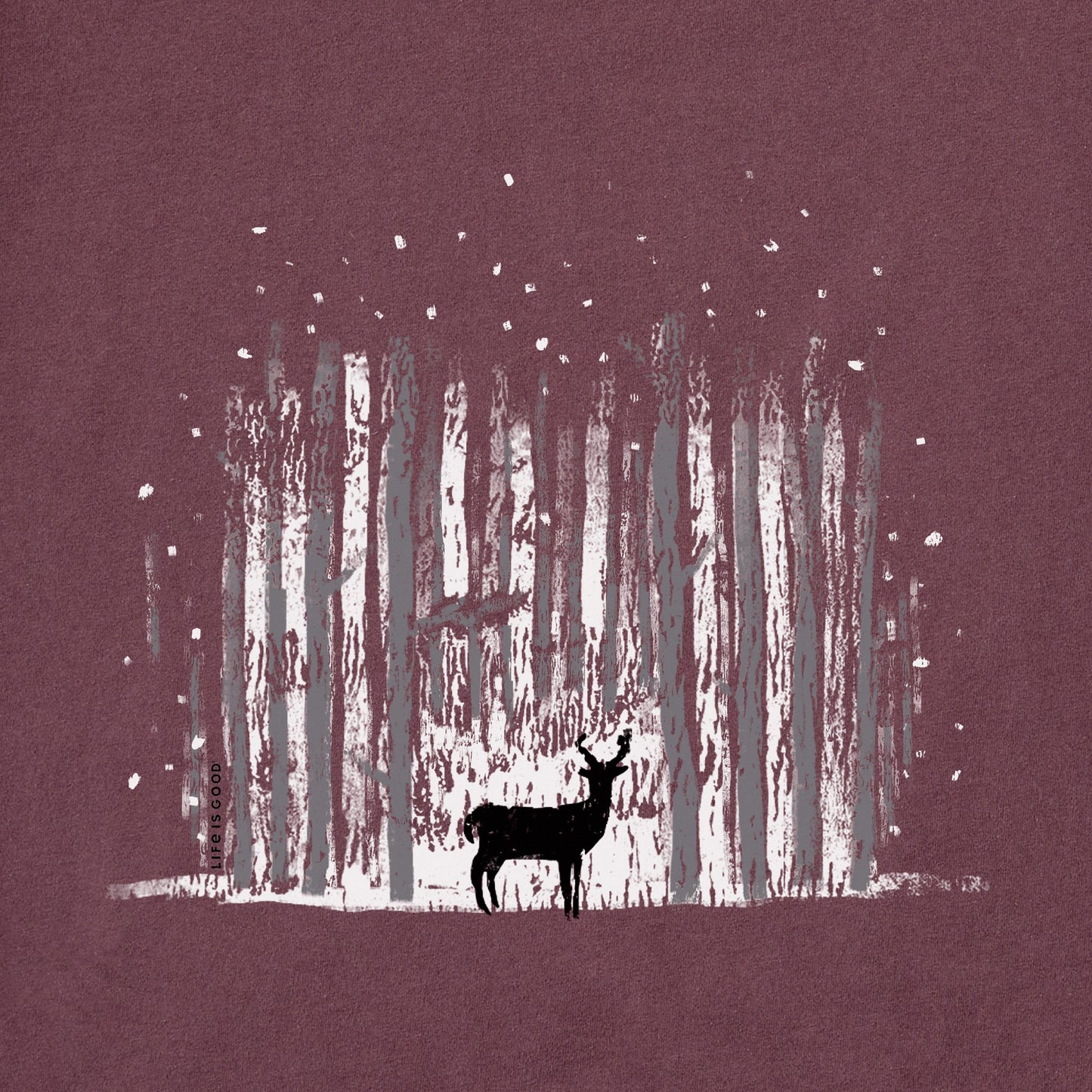 Men's Magic Deer in Snowy Woods Long Sleeve Crusher Tee