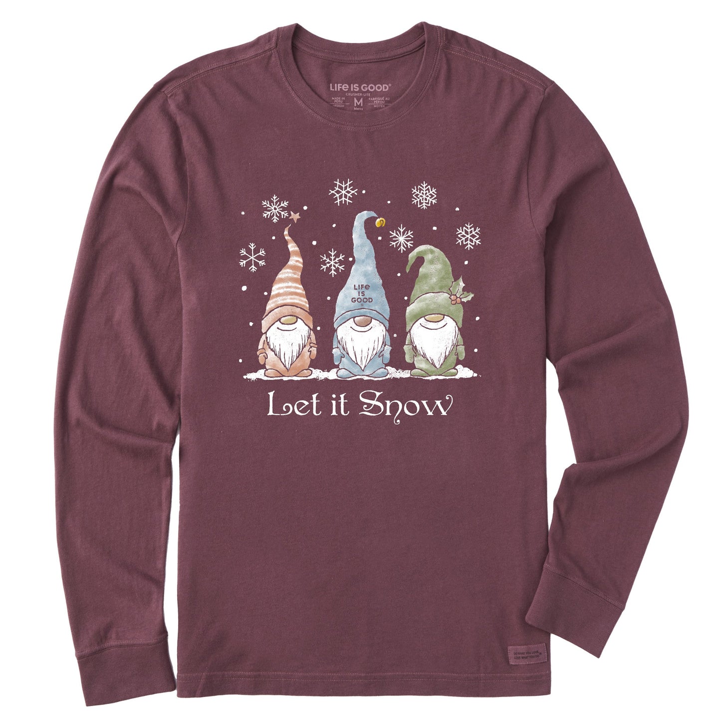 Men's Let it Snow Gnomes Long Sleeve Crusher Tee