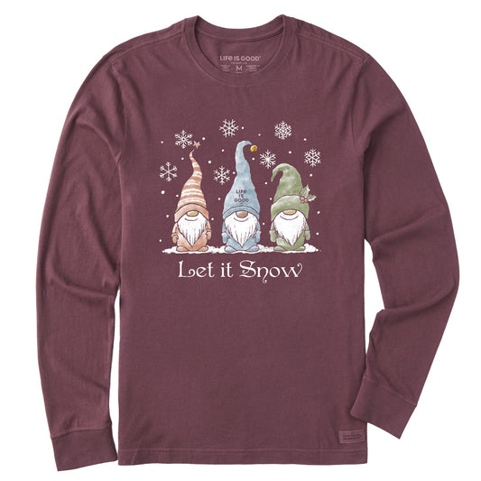 Men's Let it Snow Gnomes Long Sleeve Crusher Tee