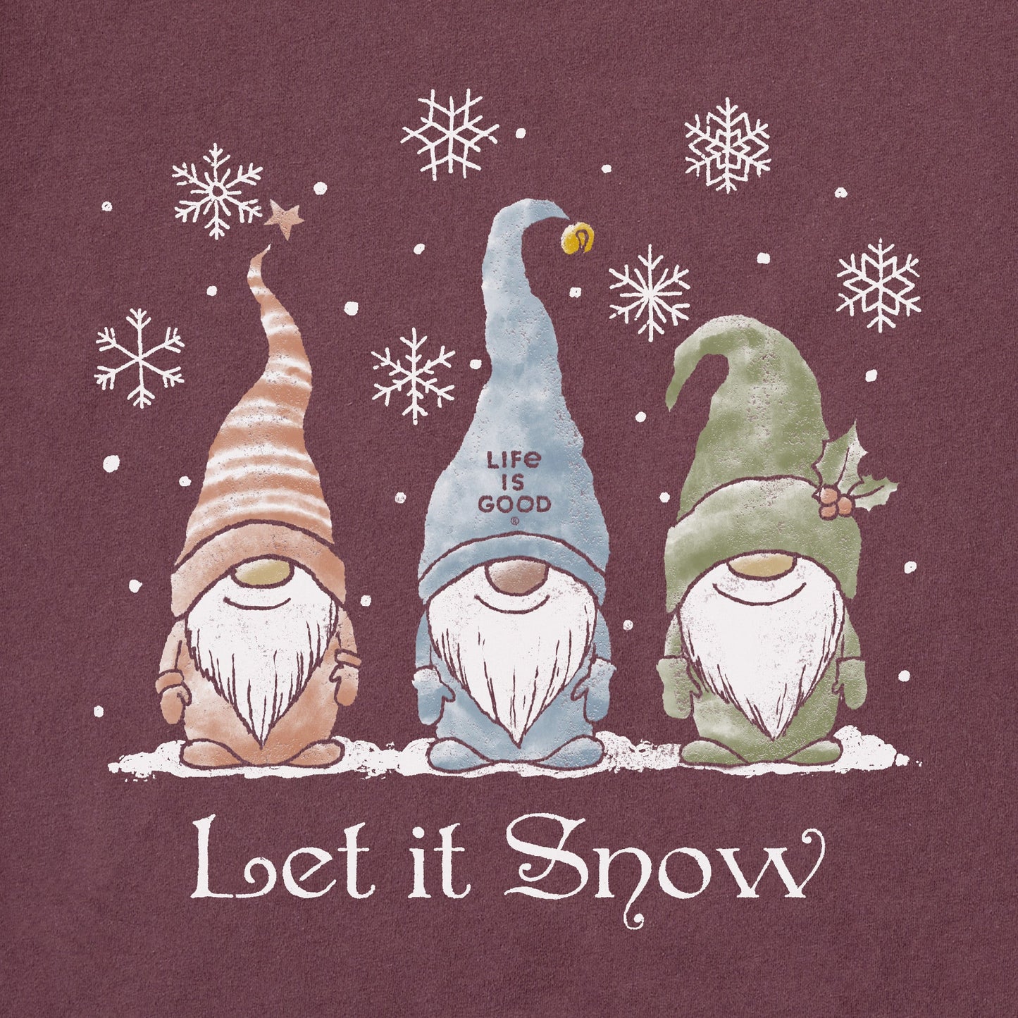 Men's Let it Snow Gnomes Long Sleeve Crusher Tee