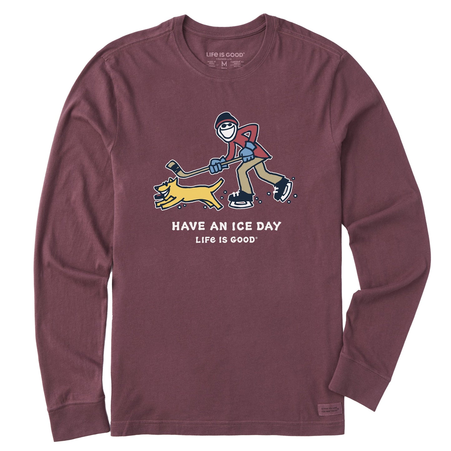 Men's Jake and Rocket Ice Skating Long Sleeve Crusher Tee