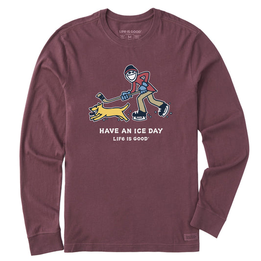 Men's Jake and Rocket Ice Skating Long Sleeve Crusher Tee