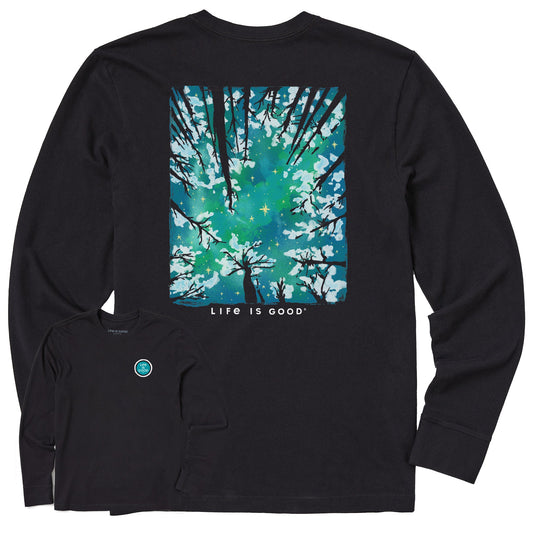 Men's Snowy Trees From Below Long Sleeve Crusher Tee