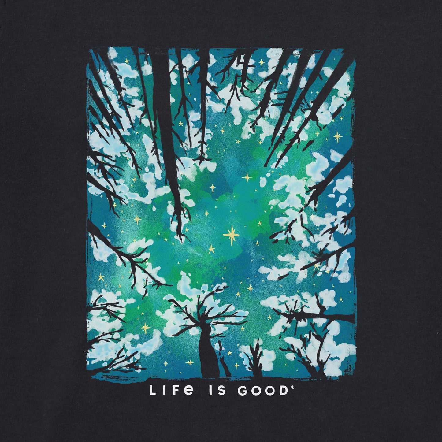 Men's Snowy Trees From Below Long Sleeve Crusher Tee