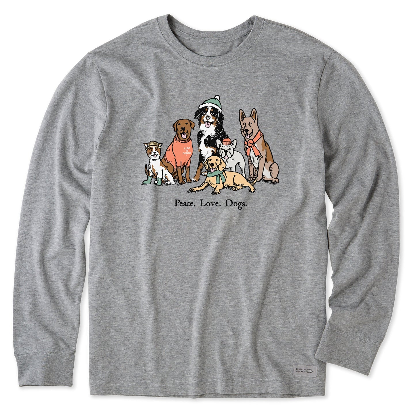 Men's Peace Love Dogs Winter Long Sleeve Crusher Tee