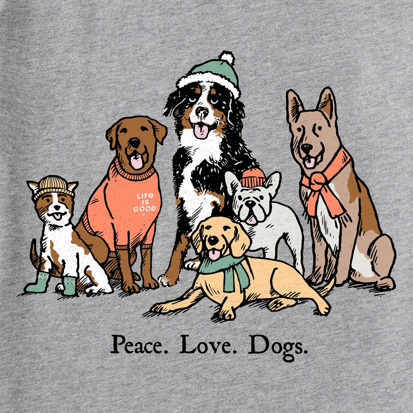 Men's Peace Love Dogs Winter Long Sleeve Crusher Tee