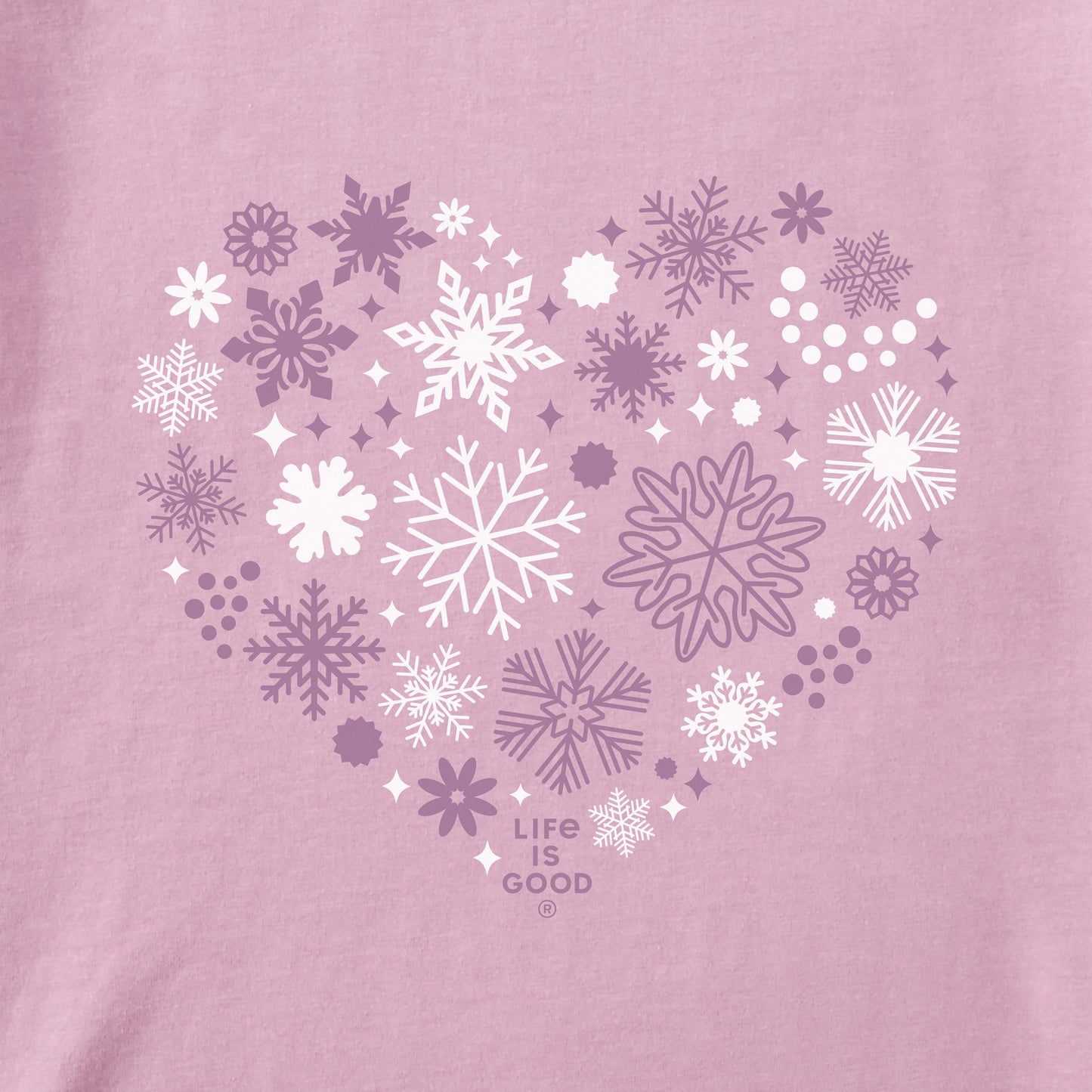 Women's Snowflake Heart Long Sleeve Crusher Vee