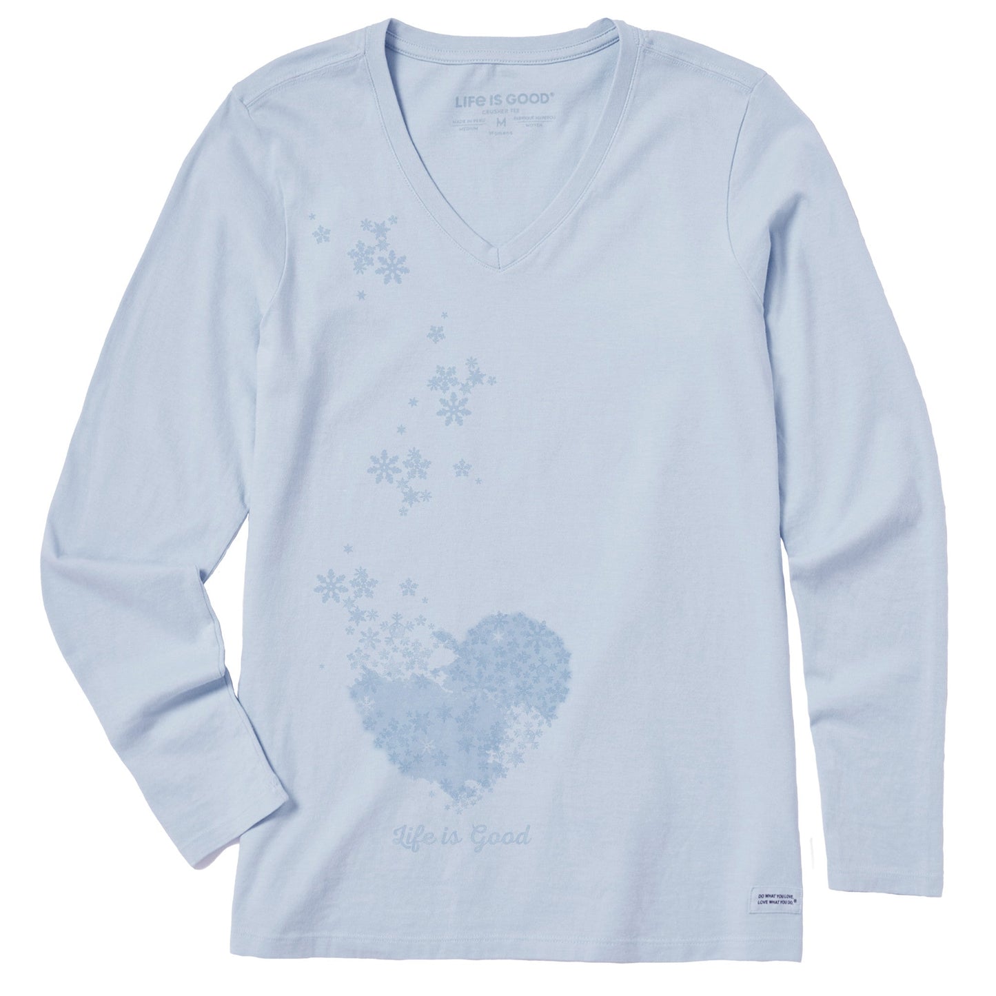 Women's Floating Hearts Long Sleeve Crusher Vee